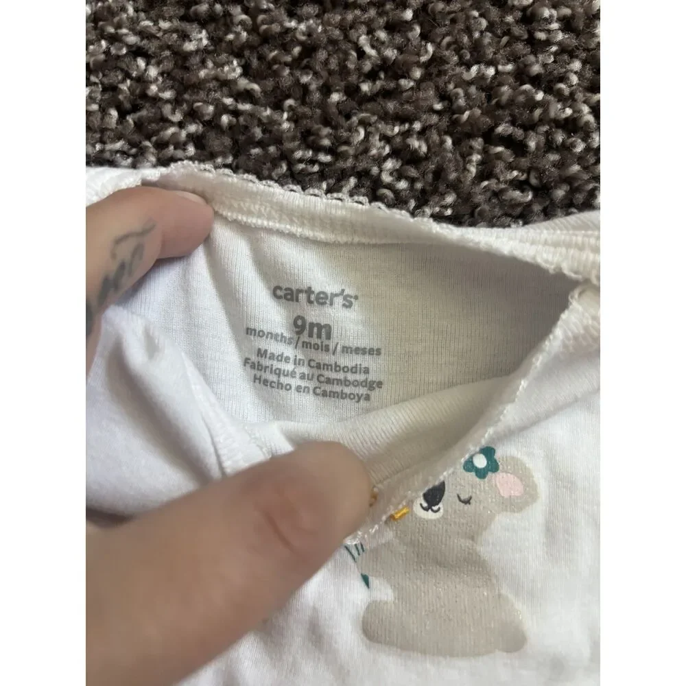 Carter's White Koala & Bird Long Sleeve Bodysuit 9 Months